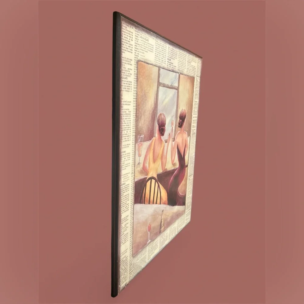 🥂Wall-Art Wooden “Cafe du Coin” by artist Trish Biddle 20”x16” - Picture 4 of 7